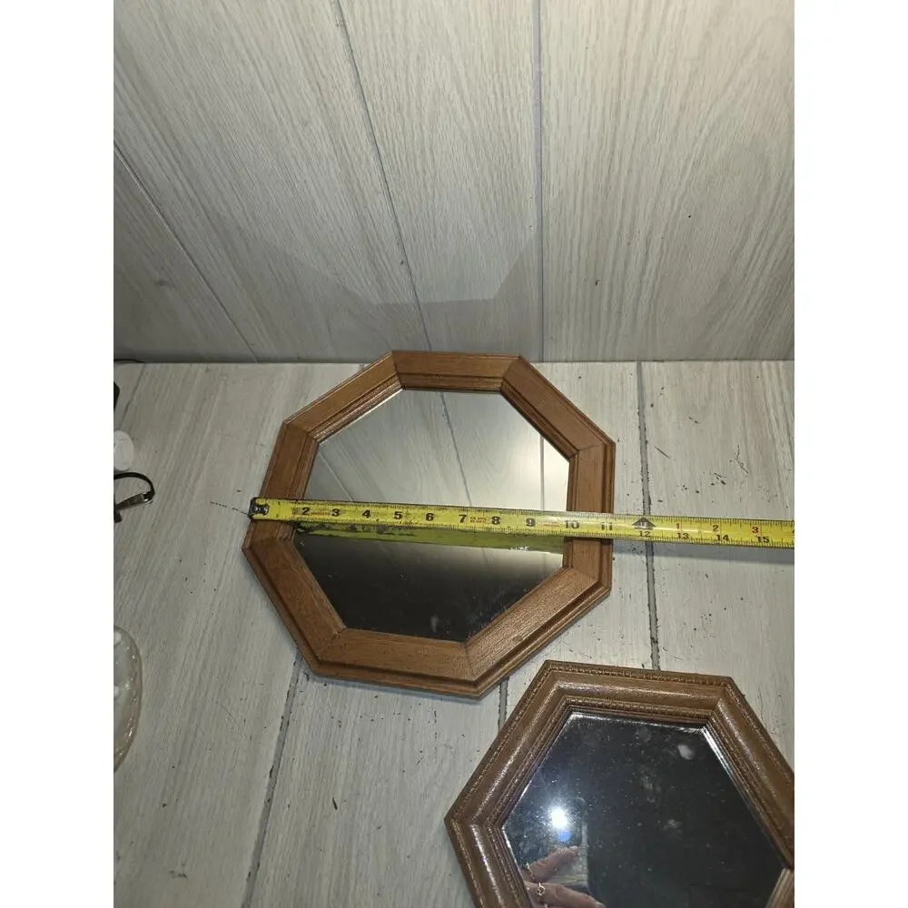 Vintage 80s Hexagonal Mirrors Lot Of 2 MCM Farmhouse Country Retro Cottagecore